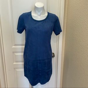 Olivaceous Vegan Suede Shift Dress Blue